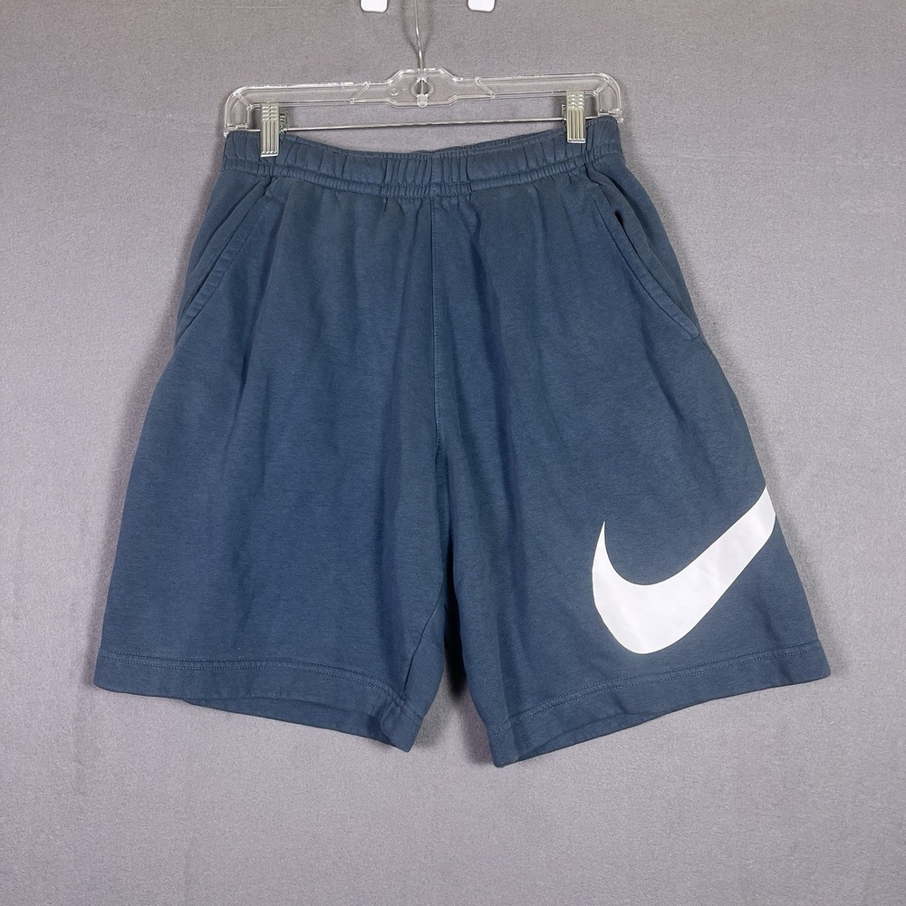 Nike Mens Sportswear Club Fleece Big Swoosh Shorts Teal Blue Sz Small